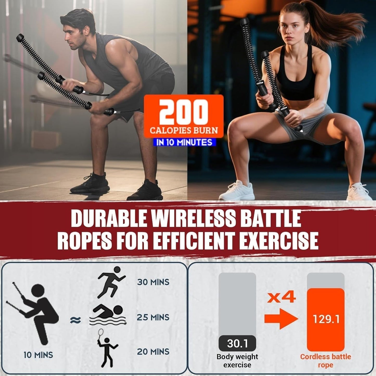 BrightSprout™ Ropeless Battle Ropes